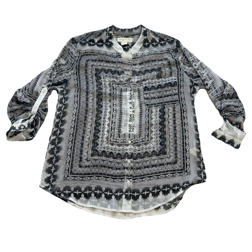 Staring at Stars Anthropologie Top Womens Small Sheer button front‎ blouse boho